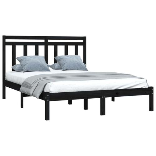 Sengeramme 150x200 cm King Size massivt træ sort