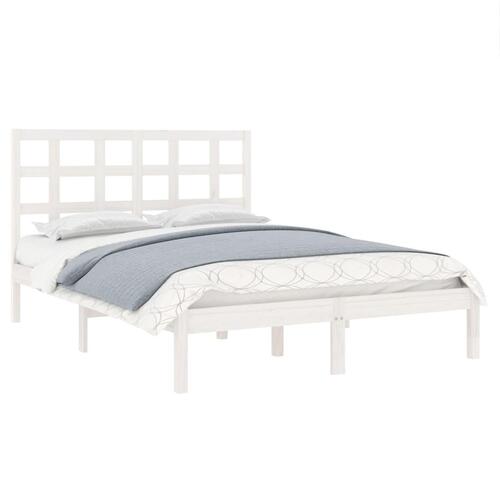 Sengeramme 150x200 cm King Size massivt fyrretræ hvid