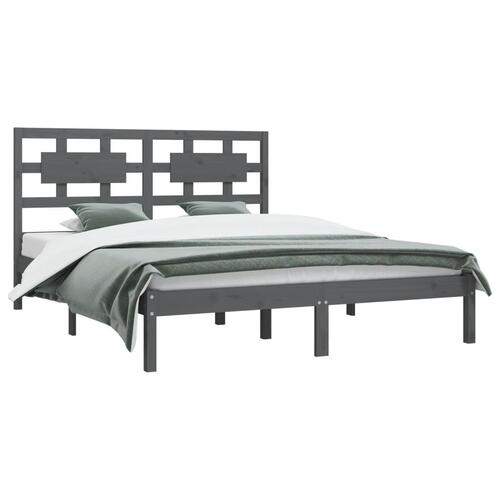 Sengeramme 150x200 cm King Size massivt fyrretræ grå
