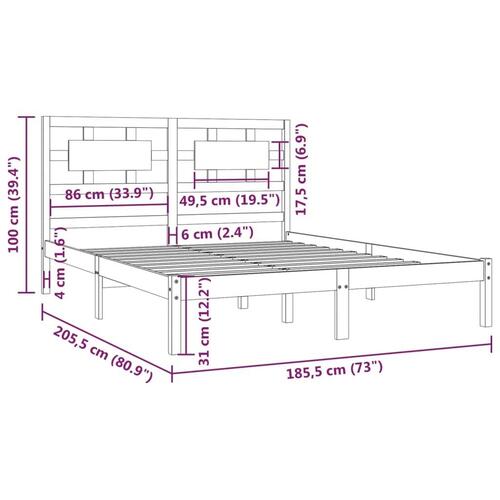 Sengeramme uden madras 180x200 cm massivt fyrretræ hvid