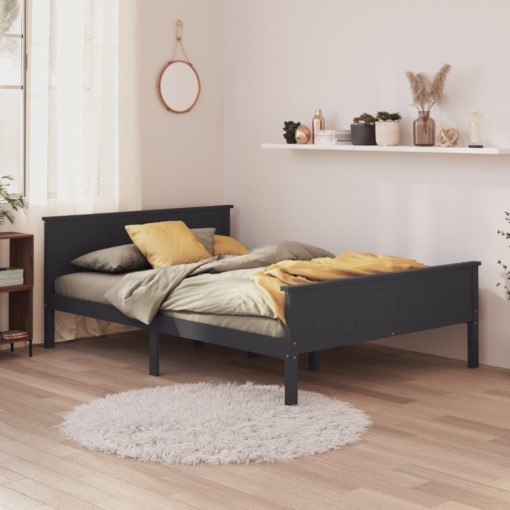 Sengeramme 160x200 cm massivt fyrretræ grå