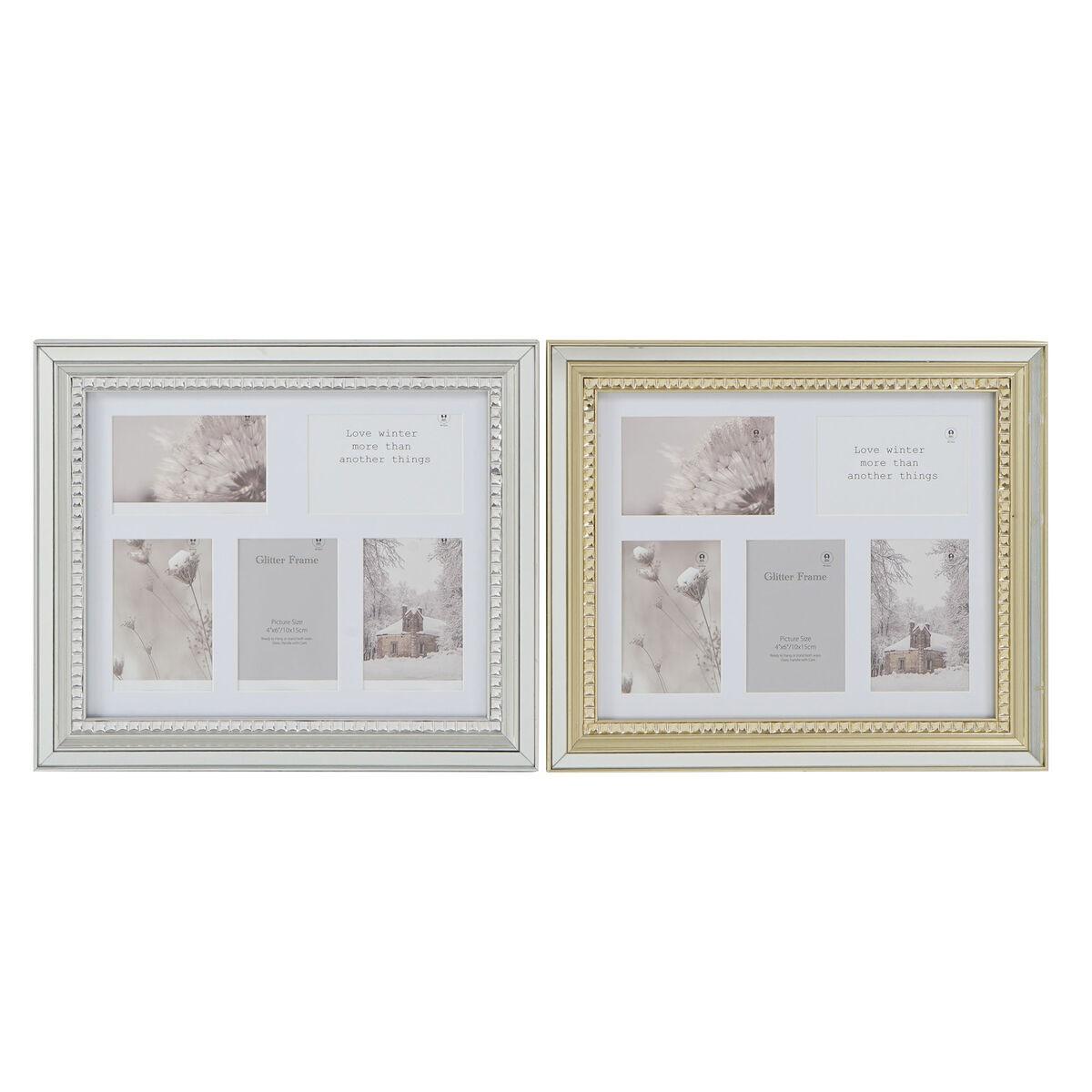 Fotoramme Luxury 46,5 × 2 × 40 cm - krystal, sølv/gylden, traditionel - 2 stk.