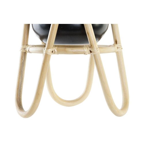 Urtepotte med stativ - sort/natur, metal og bambus, 26 x 26 x 40 cm
