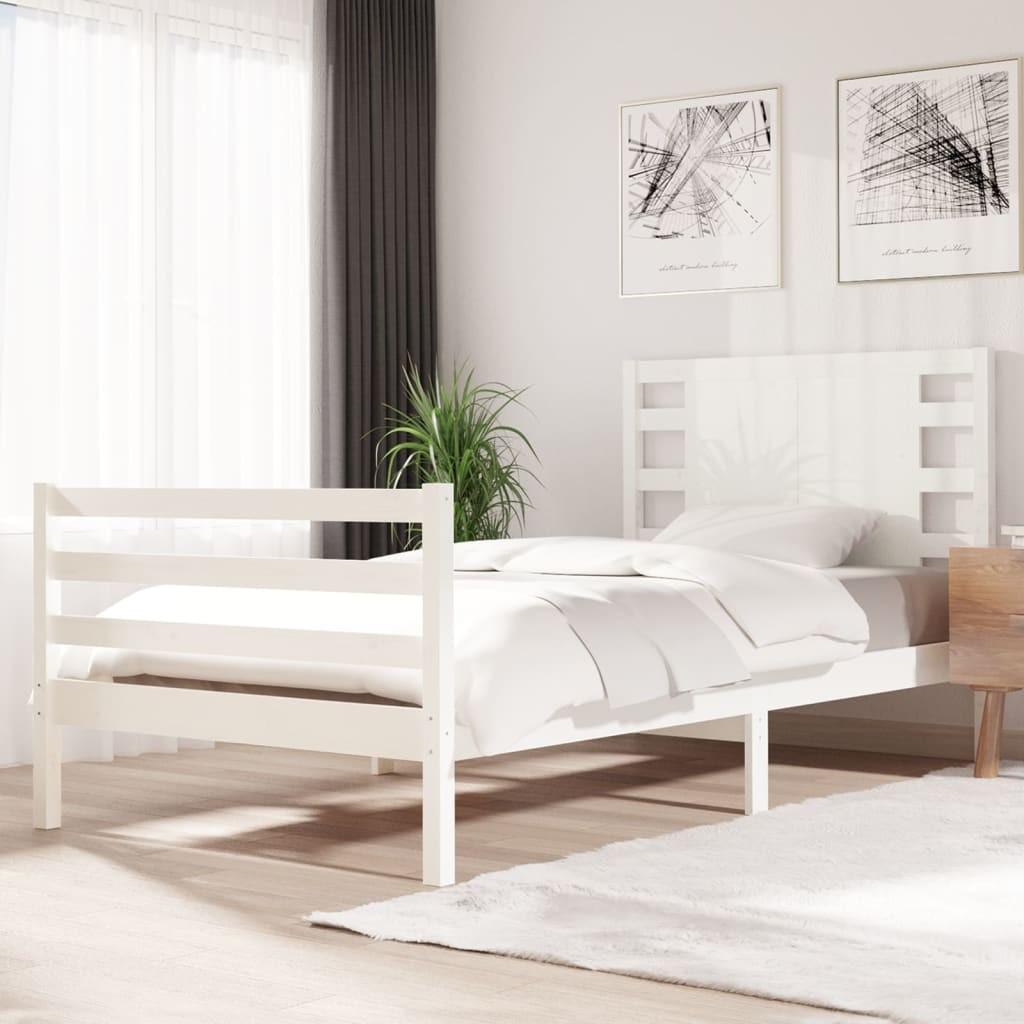 Sengeramme uden madras 90x200 cm massivt fyrretræ hvid