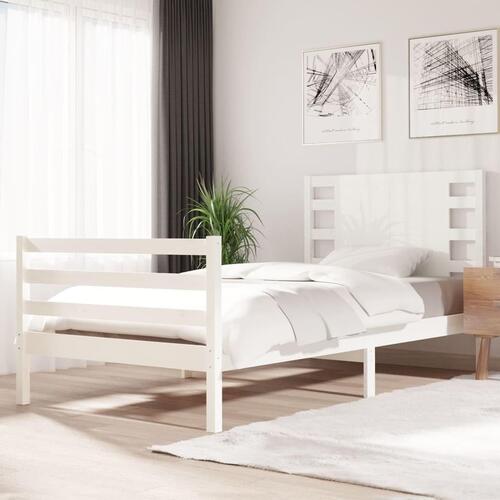 Sengeramme uden madras 100x200 cm massivt fyrretræ hvid