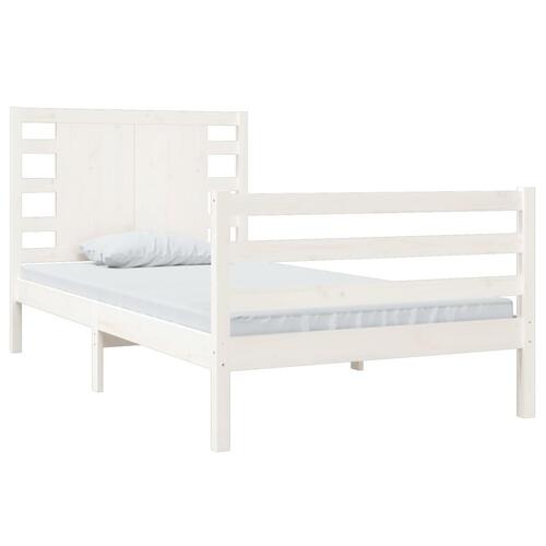 Sengeramme uden madras 100x200 cm massivt fyrretræ hvid