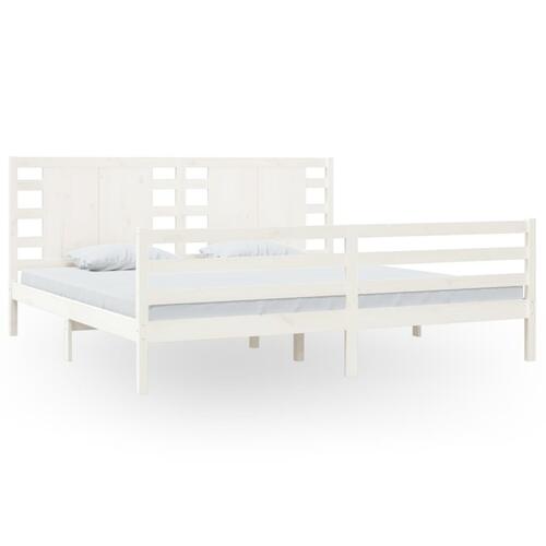Sengeramme uden madras 200x200 cm massivt fyrretræ hvid
