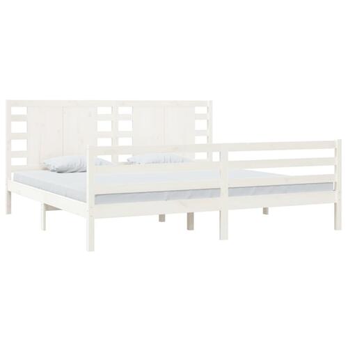 Sengeramme uden madras 200x200 cm massivt fyrretræ hvid