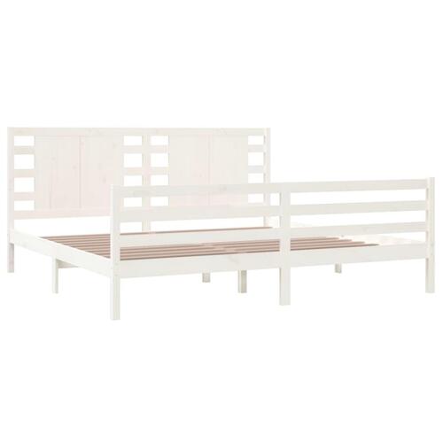 Sengeramme uden madras 200x200 cm massivt fyrretræ hvid