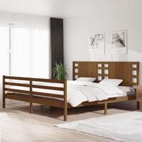 Sengeramme 200x200 cm massivt fyrretræ gyldenbrun
