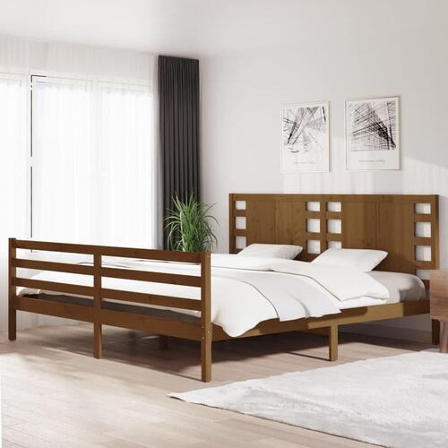 Sengeramme 200x200 cm massivt fyrretræ gyldenbrun