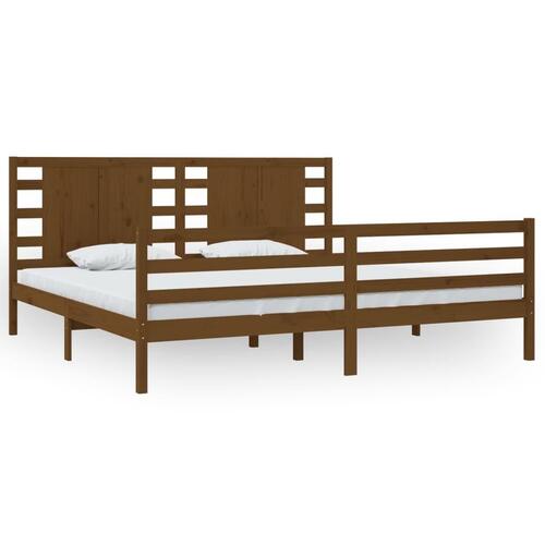 Sengeramme 200x200 cm massivt fyrretræ gyldenbrun