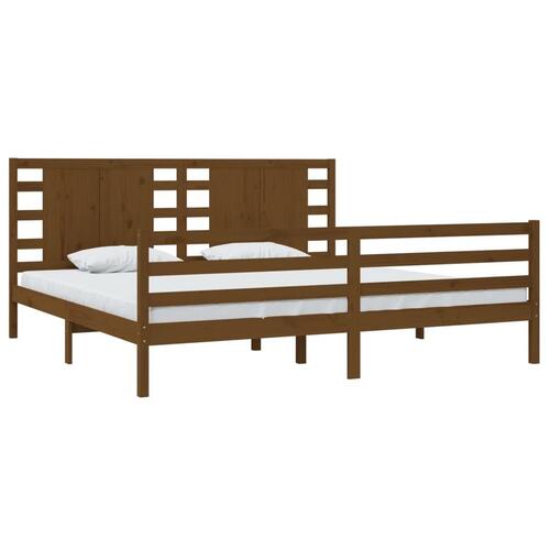 Sengeramme 200x200 cm massivt fyrretræ gyldenbrun