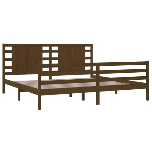 Sengeramme 200x200 cm massivt fyrretræ gyldenbrun