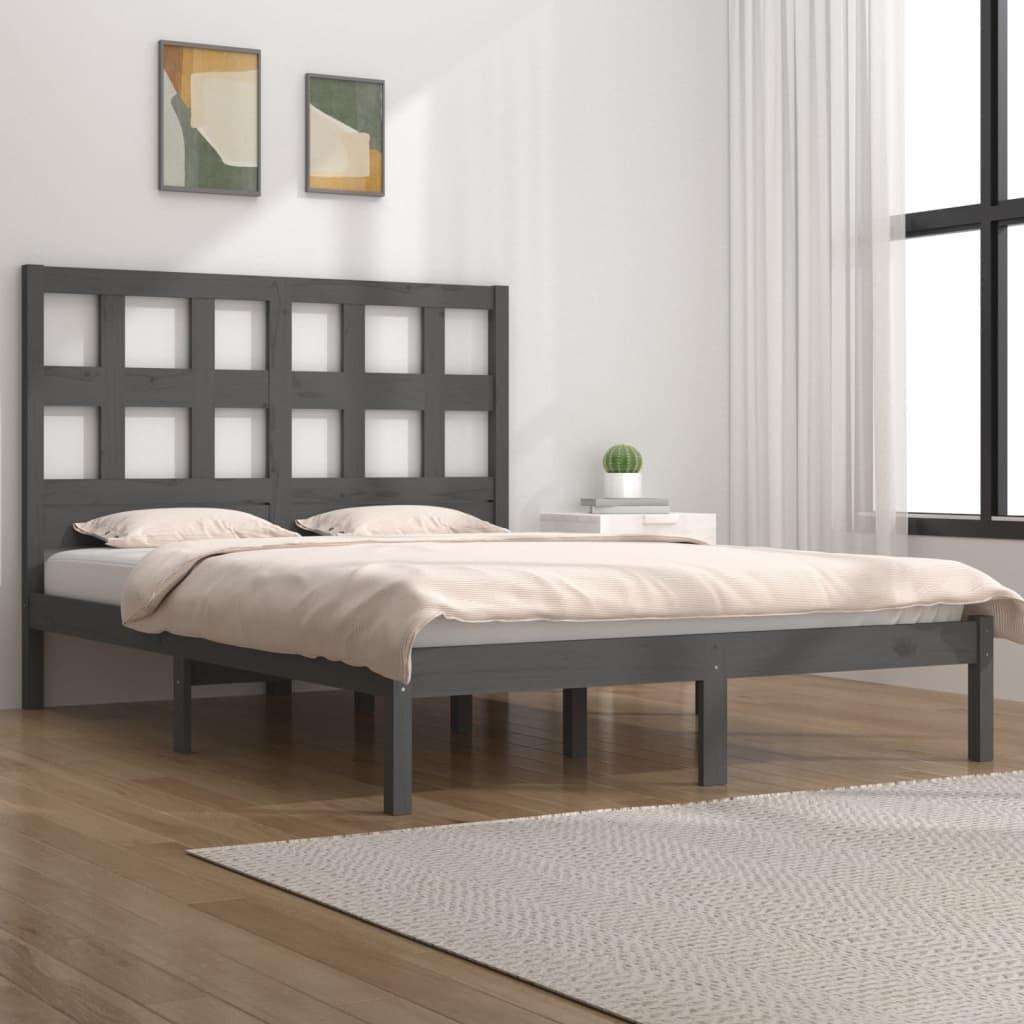Sengeramme 150x200 cm King Size massivt fyrretræ grå