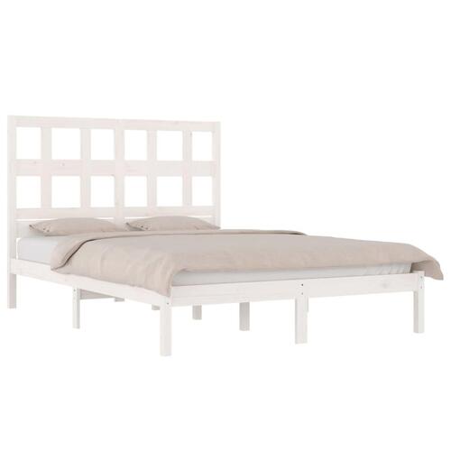Sengeramme uden madras 160x200 cm massivt fyrretræ hvid