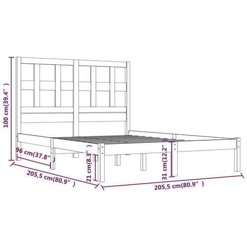 Sengeramme 200x200 cm massivt fyrretræ grå