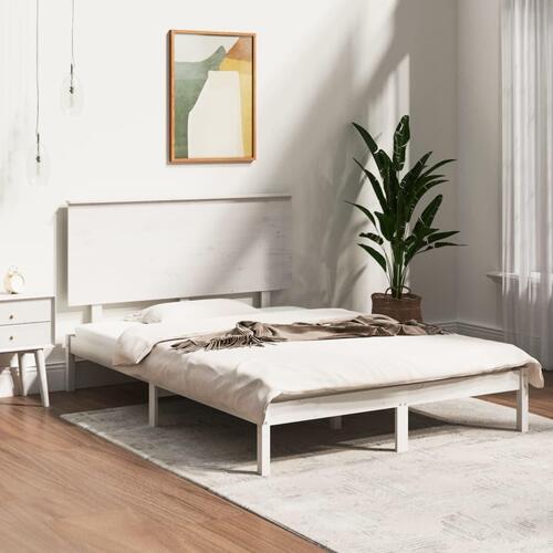 Sengeramme 120x200 cm massivt fyrretræ hvid