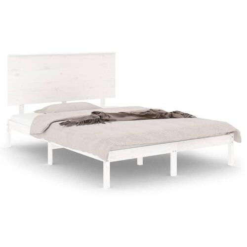 Sengeramme 120x200 cm massivt fyrretræ hvid