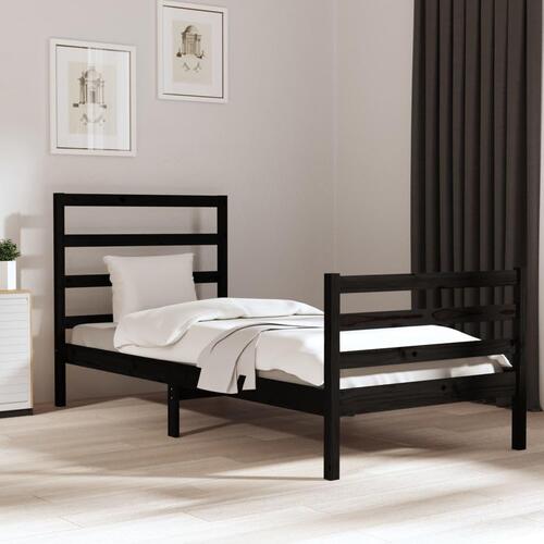 Sengeramme 90x200 cm massivt fyrretræ sort