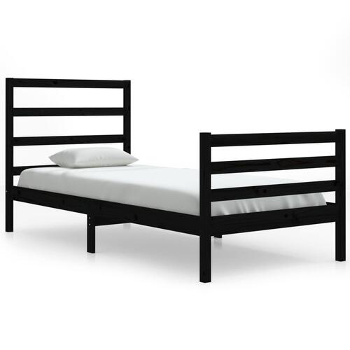 Sengeramme 90x200 cm massivt fyrretræ sort