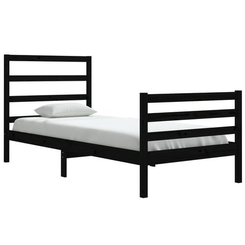 Sengeramme 90x200 cm massivt fyrretræ sort