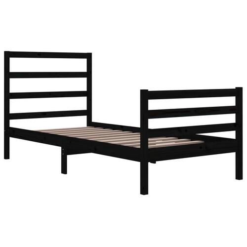 Sengeramme 90x200 cm massivt fyrretræ sort