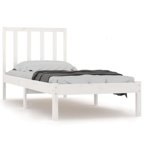 Sengeramme 90x190 cm Single massivt fyrretræ hvid