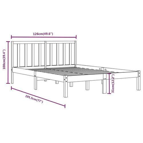 Sengestel 120x190 cm Small Double massivt fyrretræ hvid