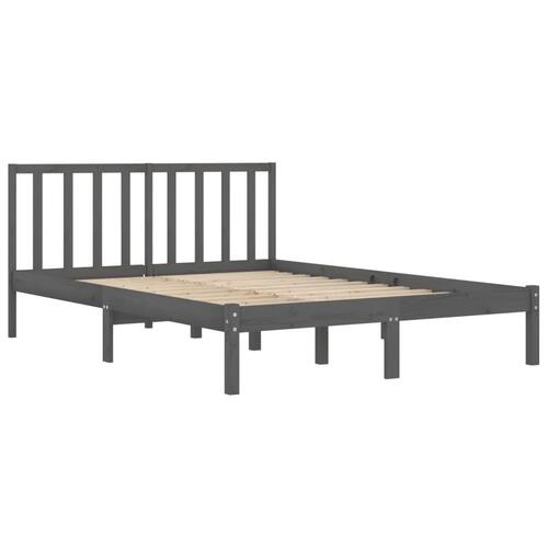 Sengestel 135x190 cm Double massivt fyrretræ grå