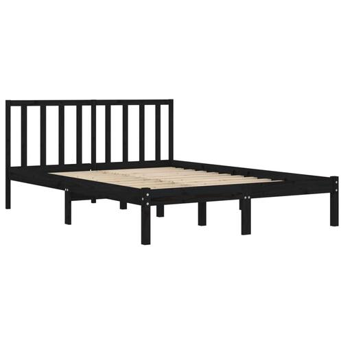 Sengeramme 140x190 cm massivt fyrretræ sort