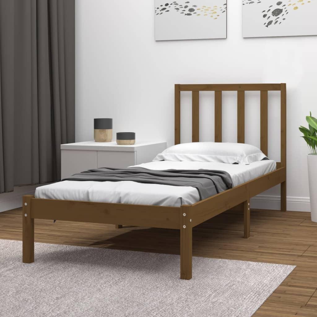 Sengeramme 100x200 cm massivt fyrretræ gyldenbrun