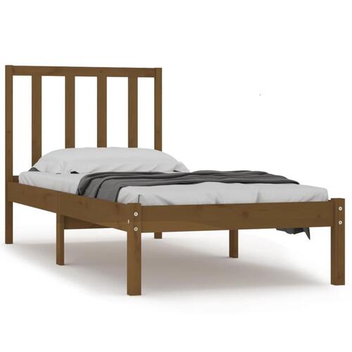 Sengeramme 100x200 cm massivt fyrretræ gyldenbrun