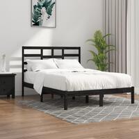 Sengeramme 140x190 cm massivt træ sort