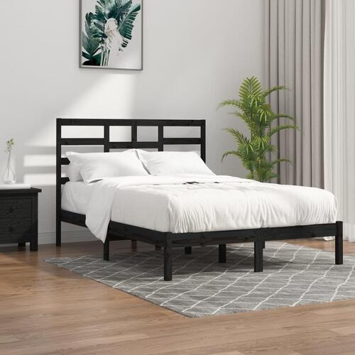 Sengeramme 140x190 cm massivt træ sort