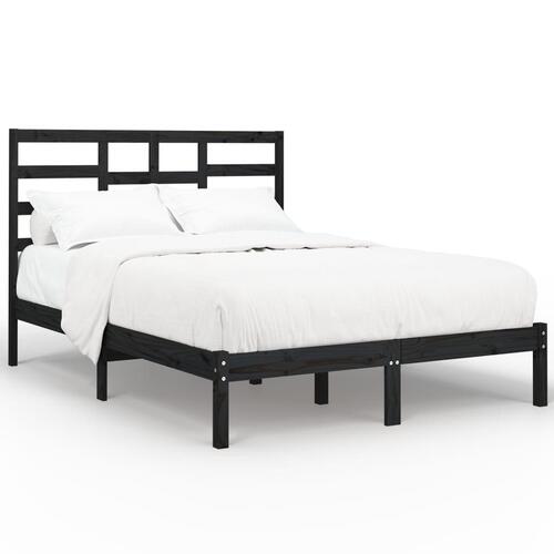 Sengeramme 140x190 cm massivt træ sort