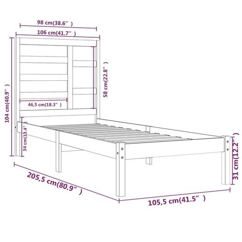 Sengeramme 100x200 cm massivt træ