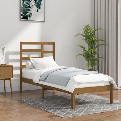Sengeramme 100x200 cm massivt træ gyldenbrun