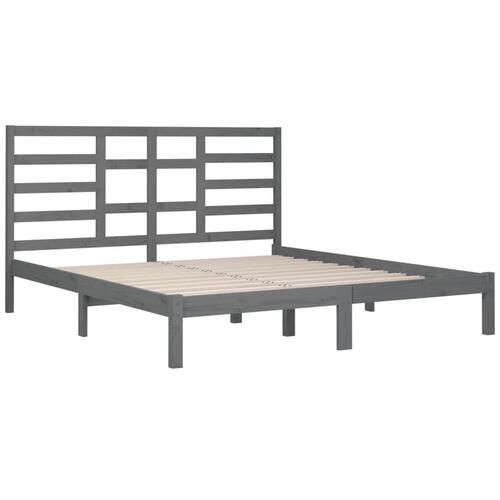 Sengeramme 200x200 cm massivt træ grå