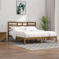 Sengeramme 200x200 cm massivt træ gyldenbrun