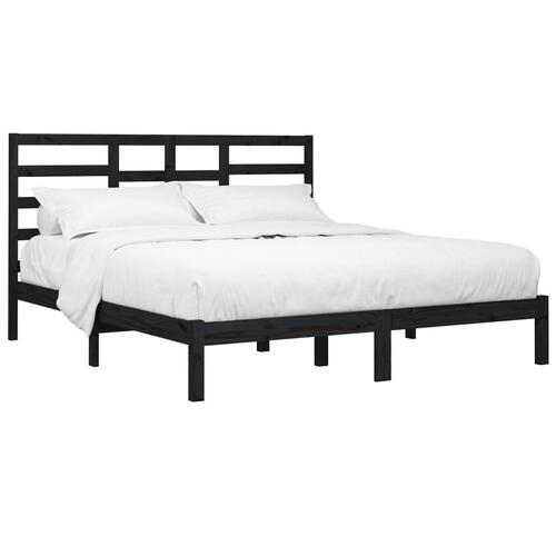 Sengeramme 200x200 cm massivt træ sort