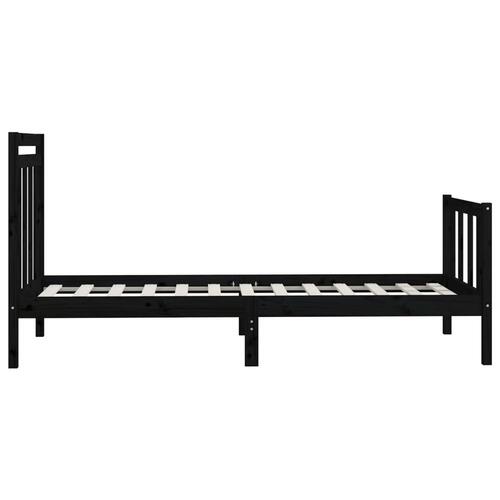 Sengeramme 90x200 cm massivt fyrretræ sort