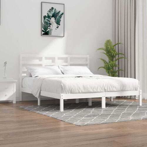 Sengestel 180x200 cm Super King massivt fyrretræ hvid
