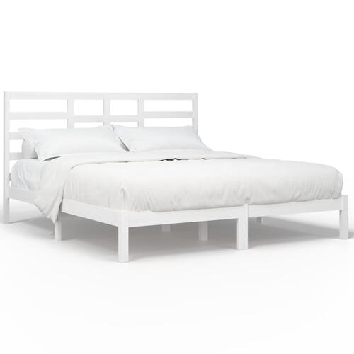 Sengestel 180x200 cm Super King massivt fyrretræ hvid