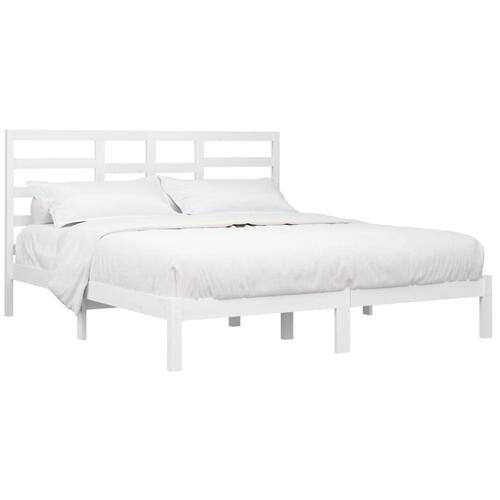Sengestel 180x200 cm Super King massivt fyrretræ hvid