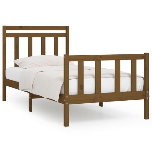 Sengeramme 90x200 cm massivt fyrretræ gyldenbrun