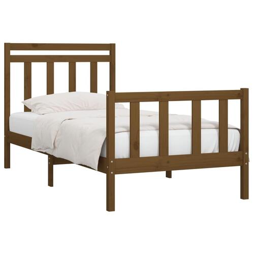 Sengeramme 90x200 cm massivt fyrretræ gyldenbrun