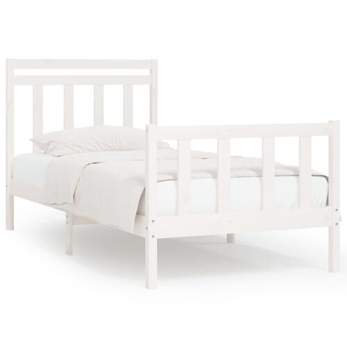 Sengeramme 100x200 cm massivt fyrretræ hvid