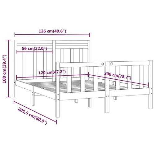 Sengeramme 120x200 cm massivt fyrretræ