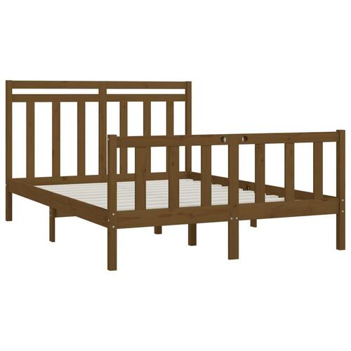 Sengeramme 120x200 cm massivt fyrretræ gyldenbrun
